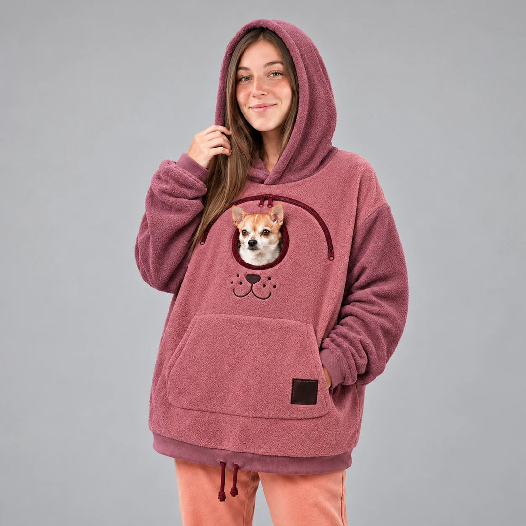 Herr Hundbärare Hoodie in mauverosa, Praktisk Hundväska