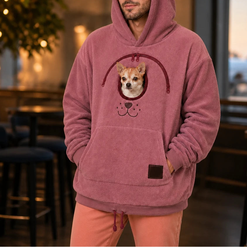 Herr Hundbärare Hoodie in mauverosa, Praktisk Hundväska