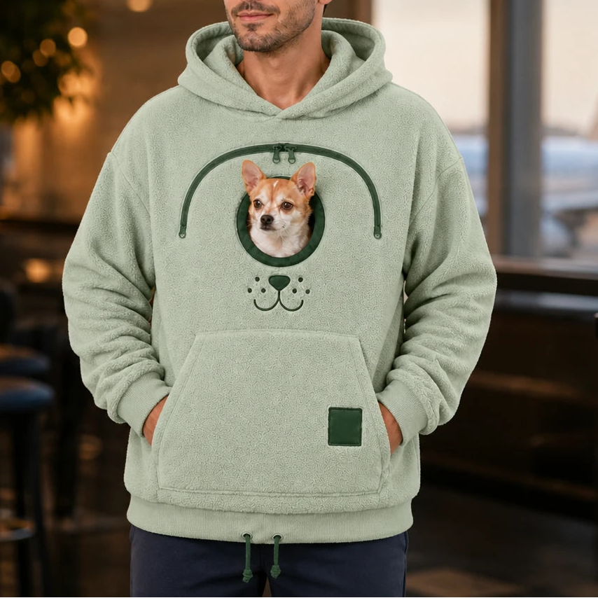 Herr Hundbärare Hoodie in salvigrön, Praktisk Hundväska