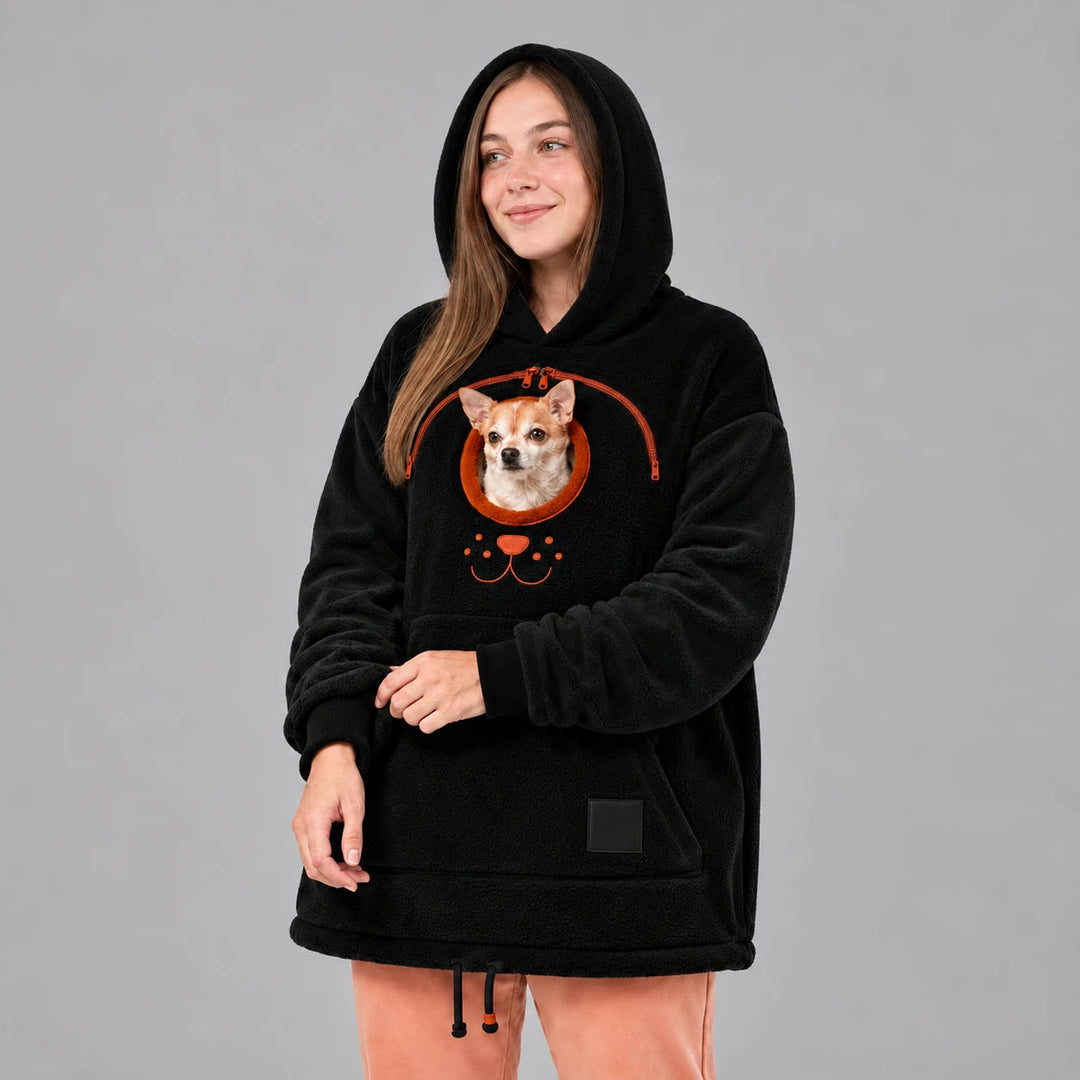 Herr Hundbärare Hoodie in svart, Praktisk Hundväska