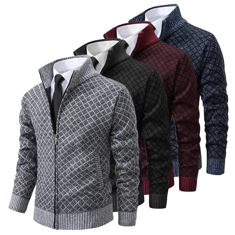 Herr Hybrid Stickad Cardigan - Klassisk