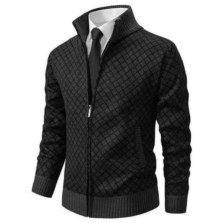 Herr Hybrid Stickad Cardigan - Klassisk - Svart
