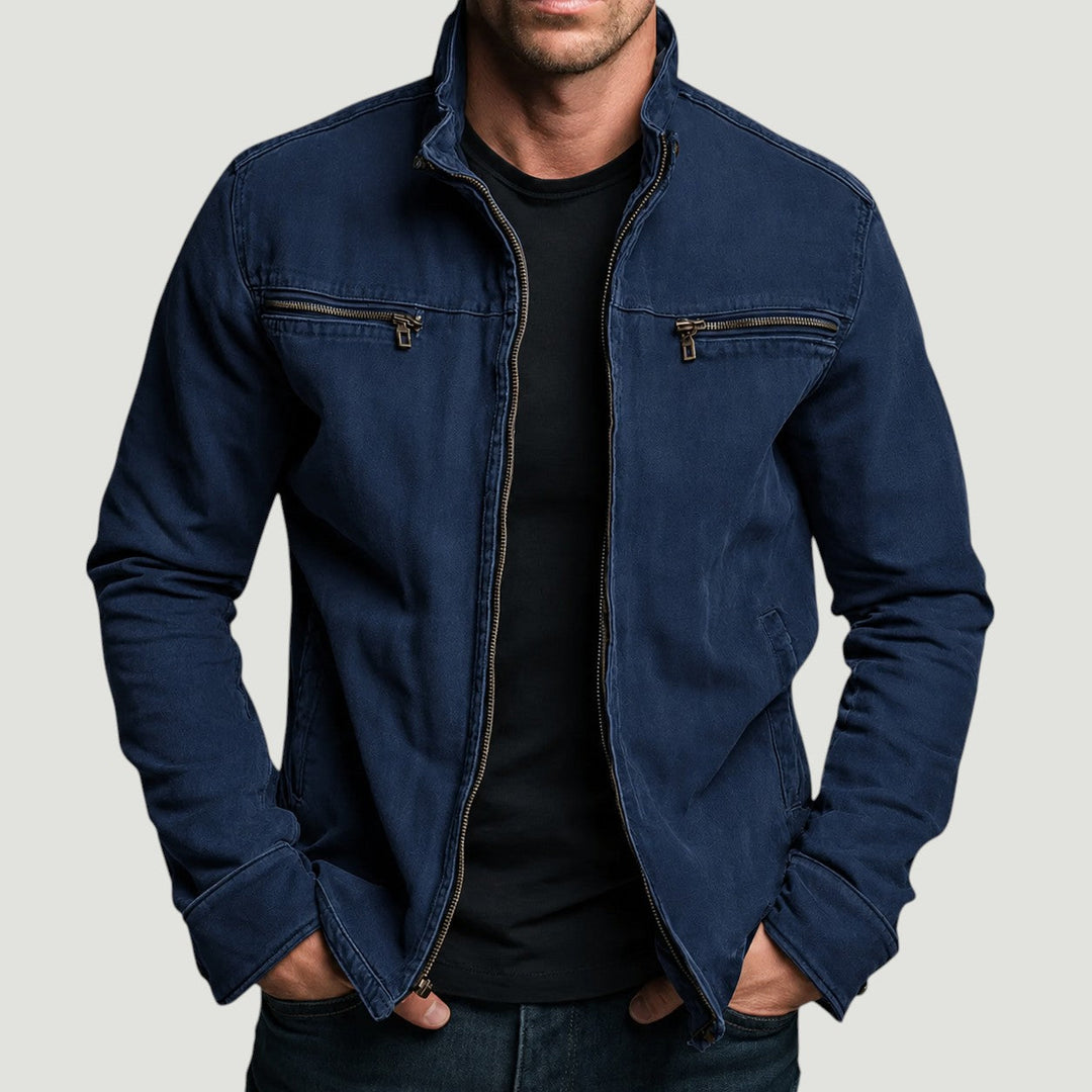 Herr Jacka med karaktär - Modern skjortkrage - Blå