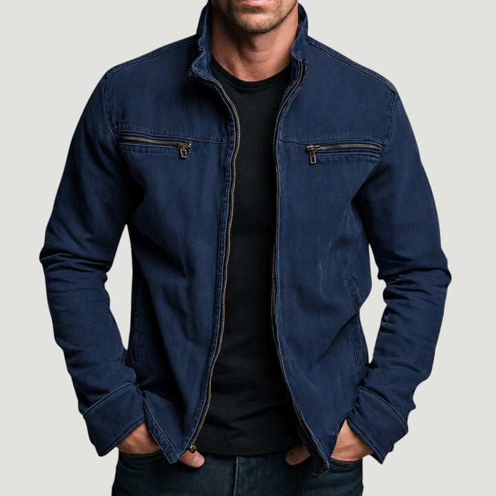 Herr Jacka med karaktär - Modern skjortkrage - Blå