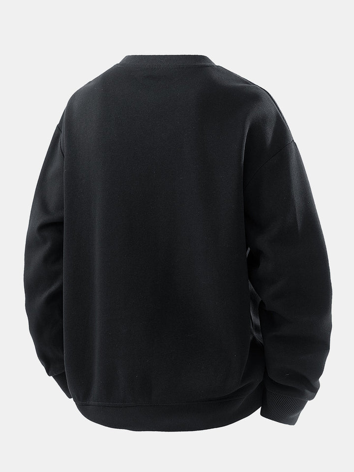 Herr Jacquard Sweatshirt med Bröstficka – Avslappnad Passform