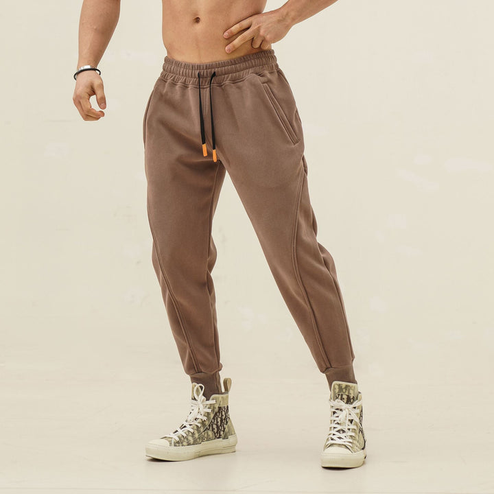 Herr Joggerbyxor Löst Snitt &amp; Fickor - Casual Stretch - Brun