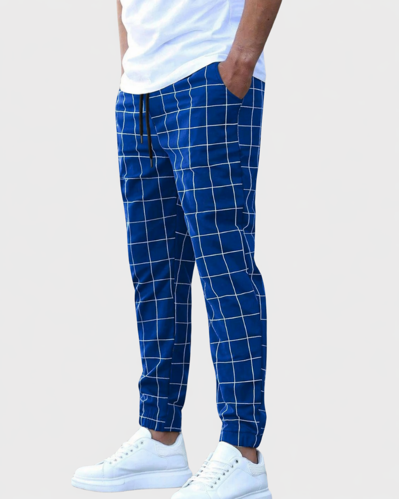 Herr Joggingbyxor Grid - Formstabil och bekväm - Blå