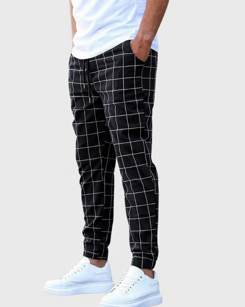 Herr Joggingbyxor Grid - Formstabil och bekväm - Svart
