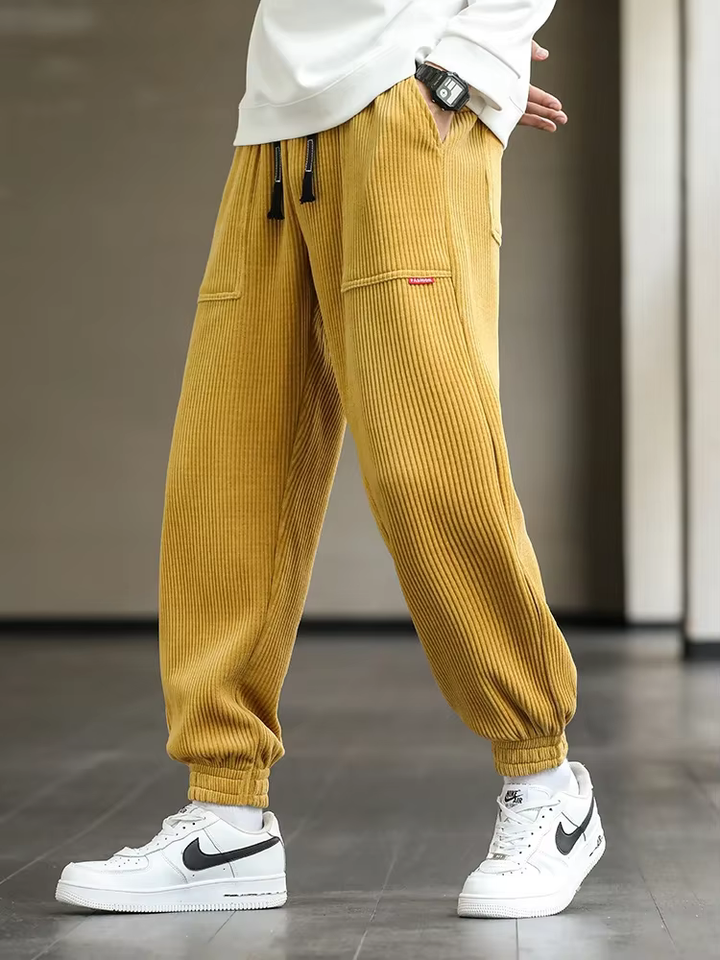 Herr Joggingbyxor Löst Snitt - Casual Komfort - Gul