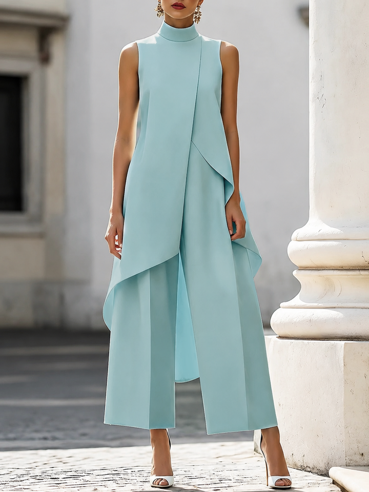 Dam Jumpsuit Bred Ben - Elegant Monokrom - Elegant Minimalistisk - Himmelblå