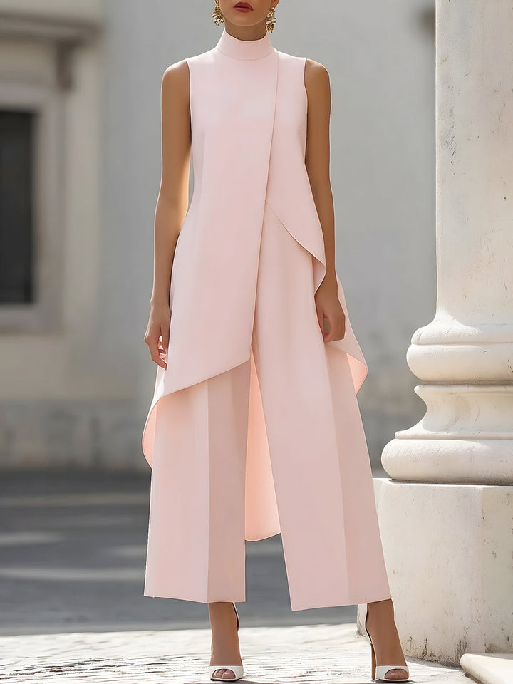 Dam Jumpsuit Bred Ben - Elegant Monokrom - Elegant Minimalistisk - Rosa