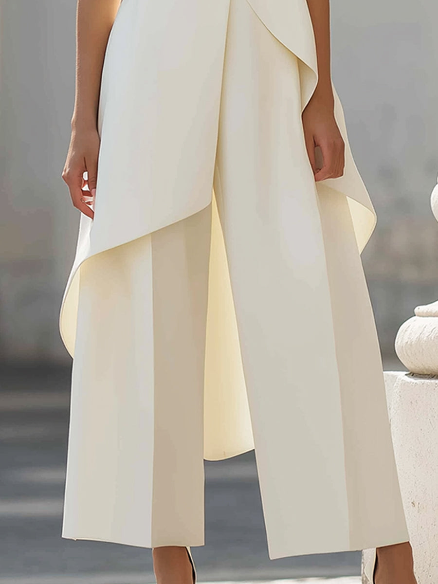 Dam Jumpsuit Bred Ben - Elegant Monokrom - Elegant Minimalistisk