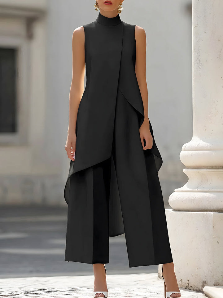 Dam Jumpsuit Bred Ben - Elegant Monokrom - Elegant Minimalistisk - Svart