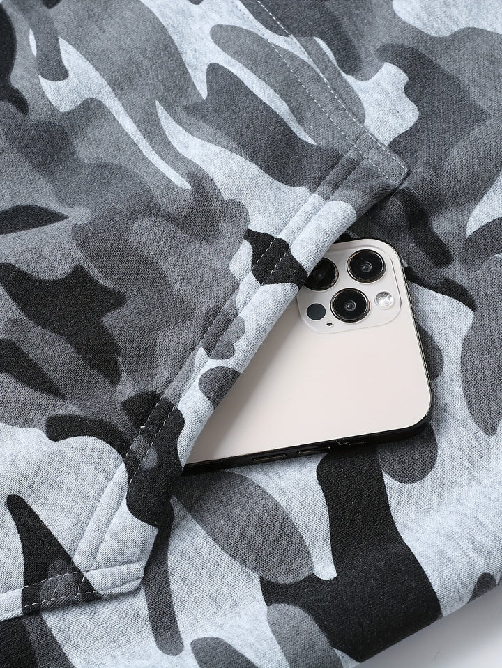 Herr Kamouflage Hoodie och Träningsset - Elastisk Polyester