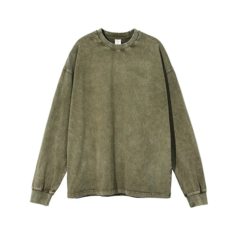 Herr Klassisk Bomullsskjorta Långärmad - Elegant Stil - Militärgrön