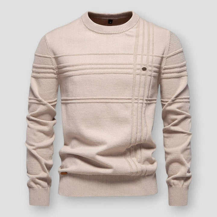 Herr Klassisk Rundhalströja - Modernt Comfort - Beige