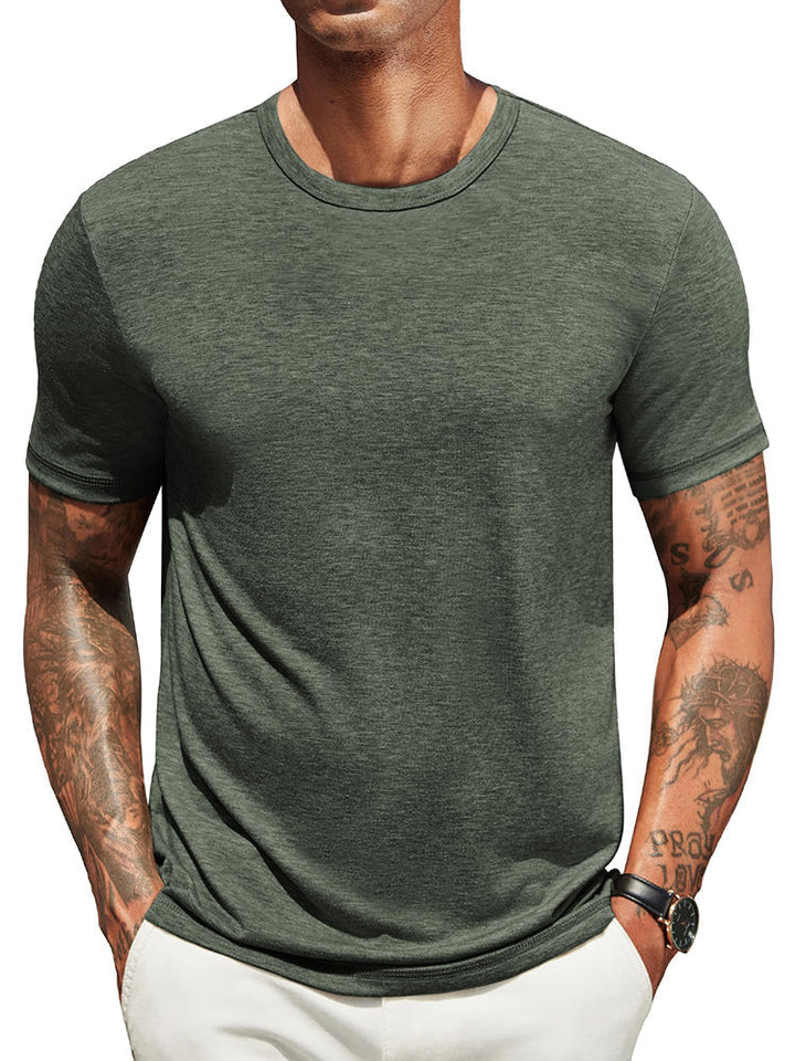 Herr Klassisk T-shirt - Bekväm Vardagsstil - Armègrön