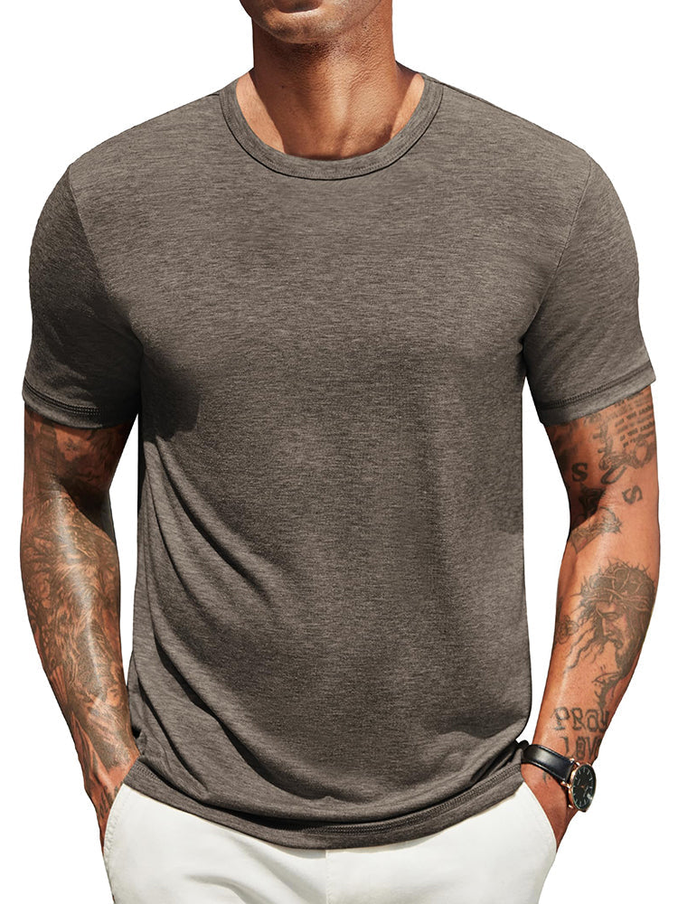 Herr Klassisk T-shirt - Bekväm Vardagsstil - Brun