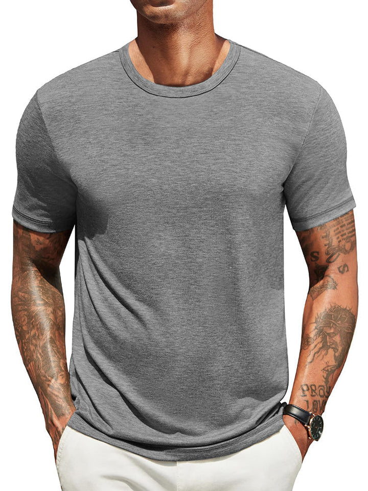 Herr Klassisk T-shirt - Bekväm Vardagsstil - Grå