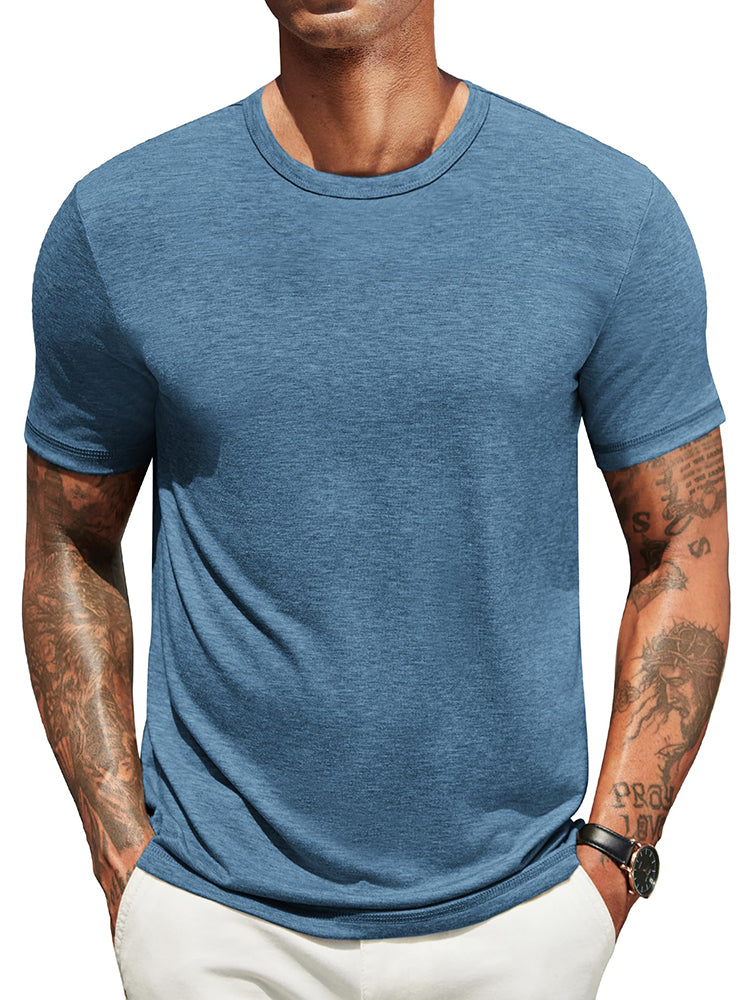 Herr Klassisk T-shirt - Bekväm Vardagsstil - Mörkblå