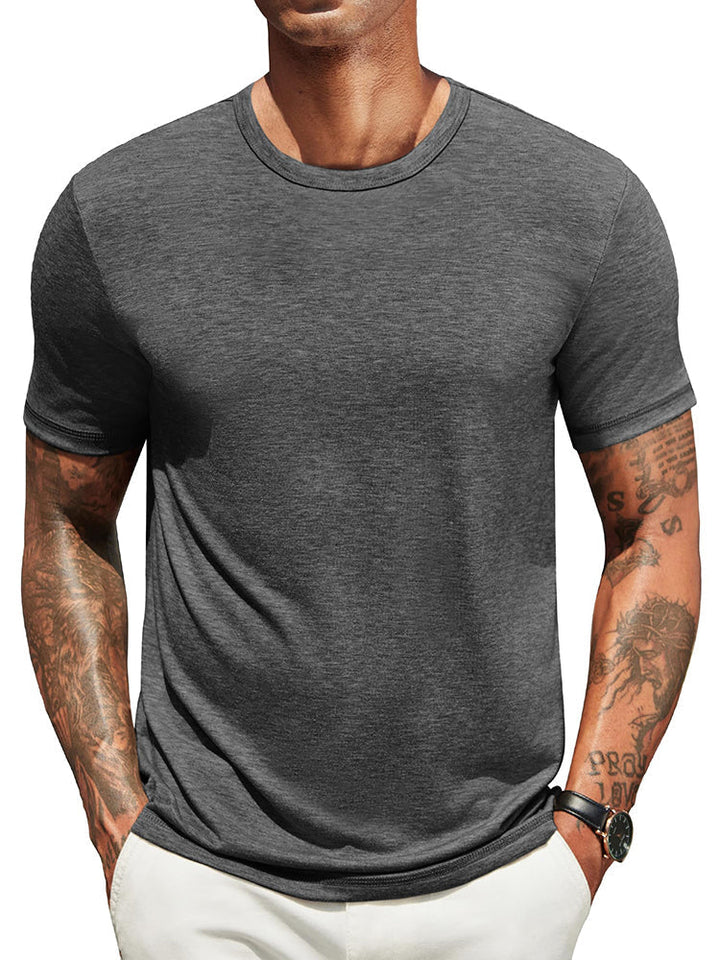 Herr Klassisk T-shirt - Bekväm Vardagsstil - Mörkgrå