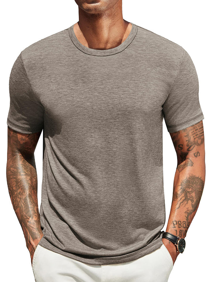 Herr Klassisk T-shirt - Bekväm Vardagsstil - Mörkt Khaki