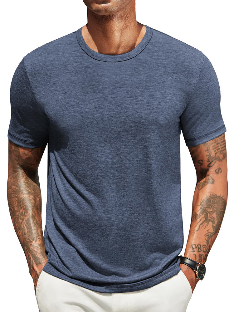 Herr Klassisk T-shirt - Bekväm Vardagsstil - Marinblå