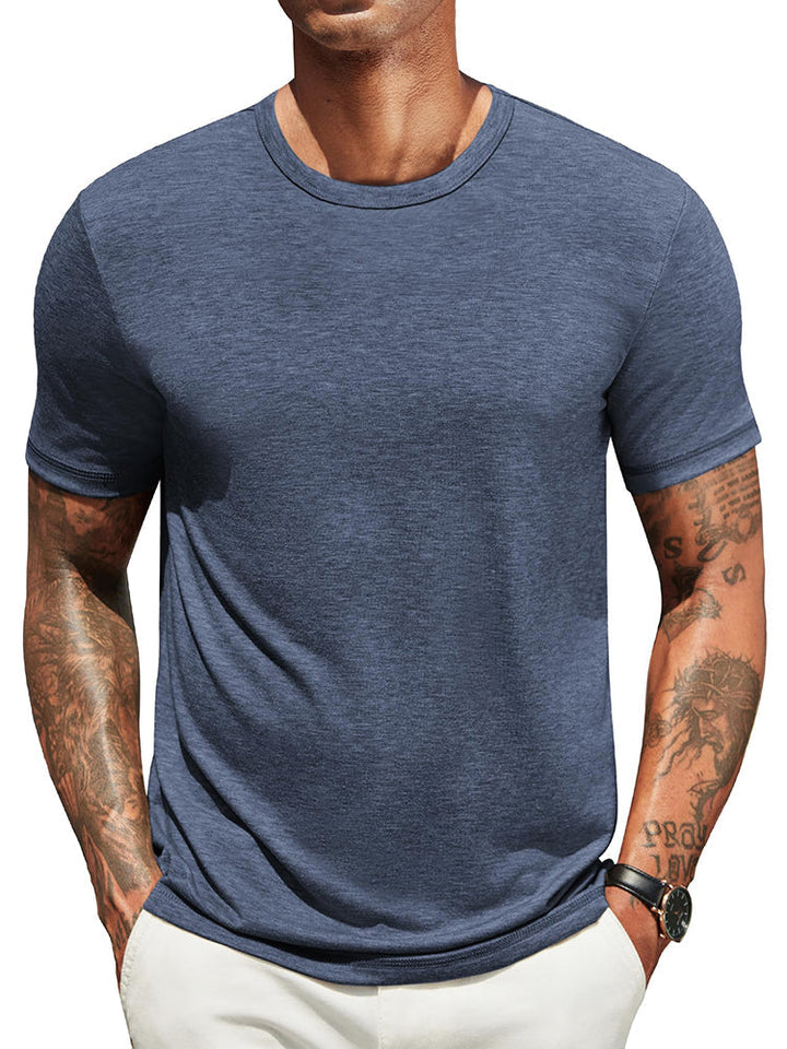 Herr Klassisk T-shirt - Bekväm Vardagsstil - Marinblå