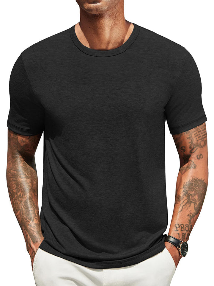 Herr Klassisk T-shirt - Bekväm Vardagsstil - Svart