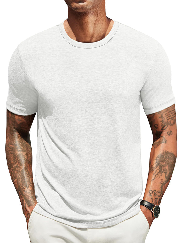 Herr Klassisk T-shirt - Bekväm Vardagsstil - Vit