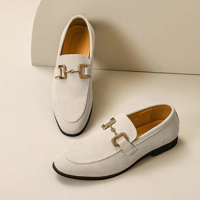 Herr Klassiska Loafers i Läder - Tidlös Elegans - Beige