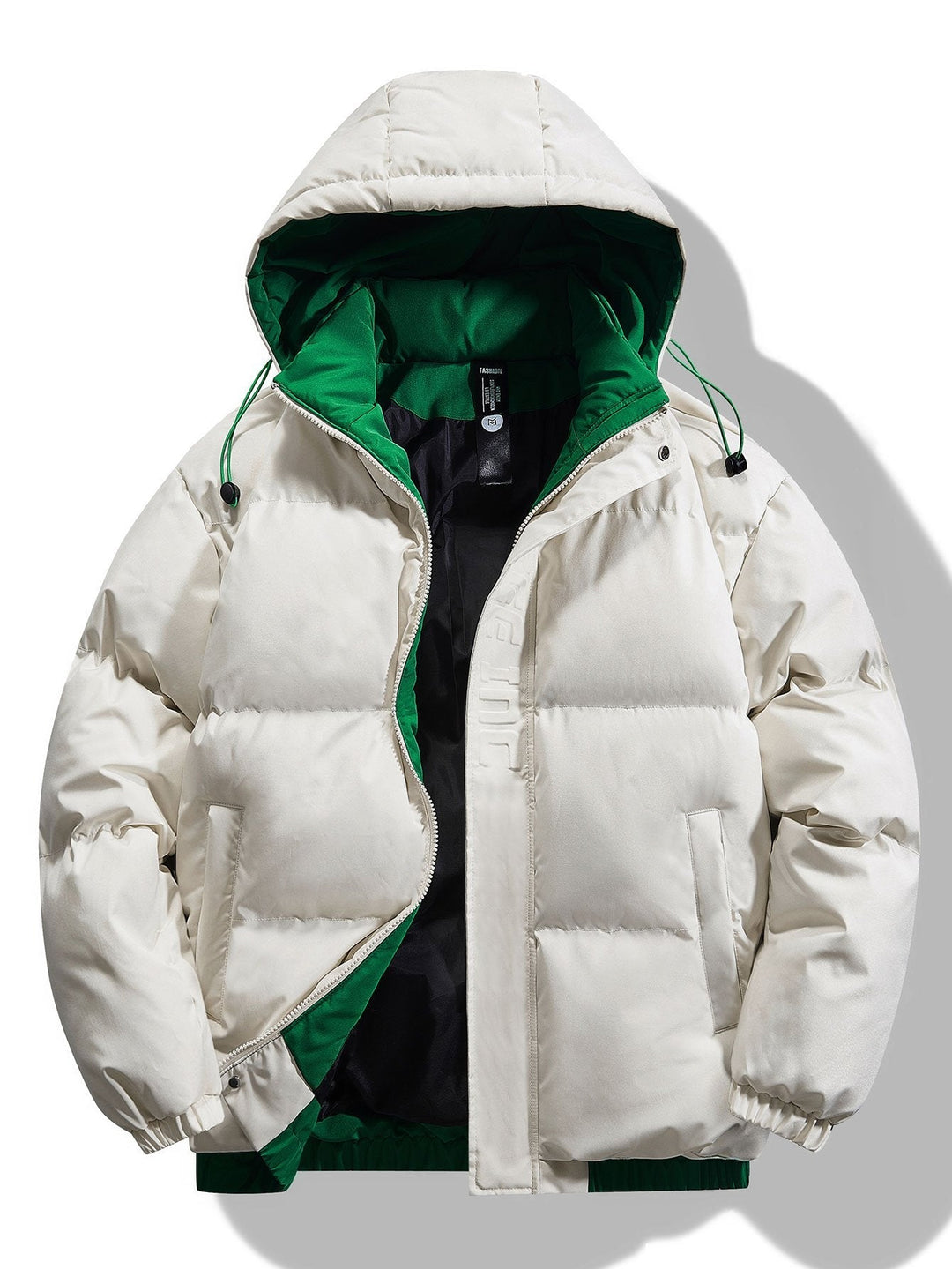 Herr Kontrast Vadderad Pufferjacka in beige, Vinter