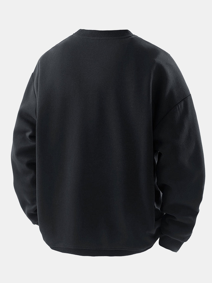 Herr Kontrastficka Crew Neck Sweatshirt – Avslappnad Passform