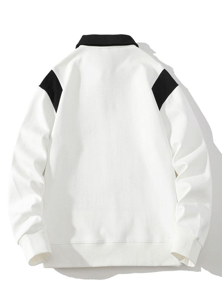 Herr Kontrastpolo Sweatshirt – Relaxad Passform Långärmad