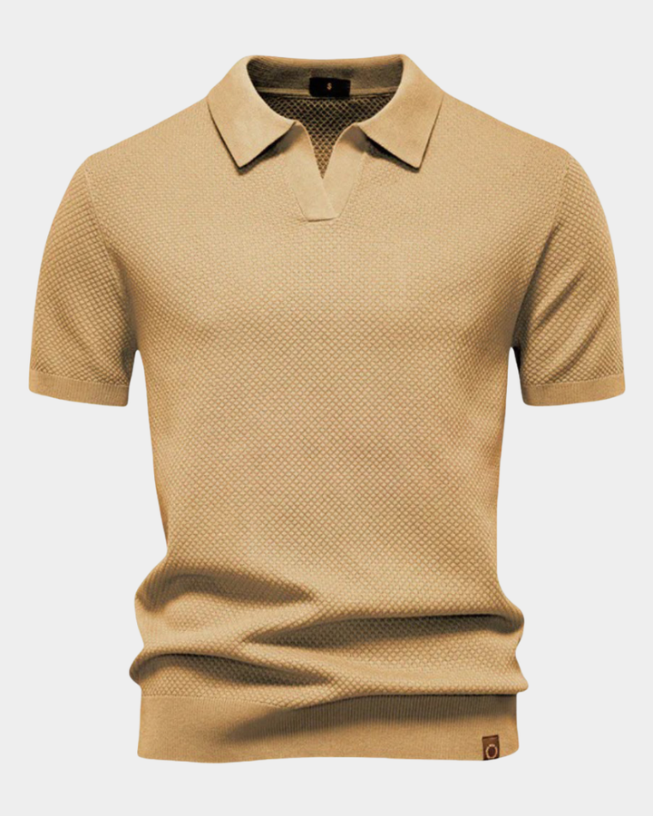 Herr Kortärmad Poloskjorta - Klassisk Sommarstil - Khaki