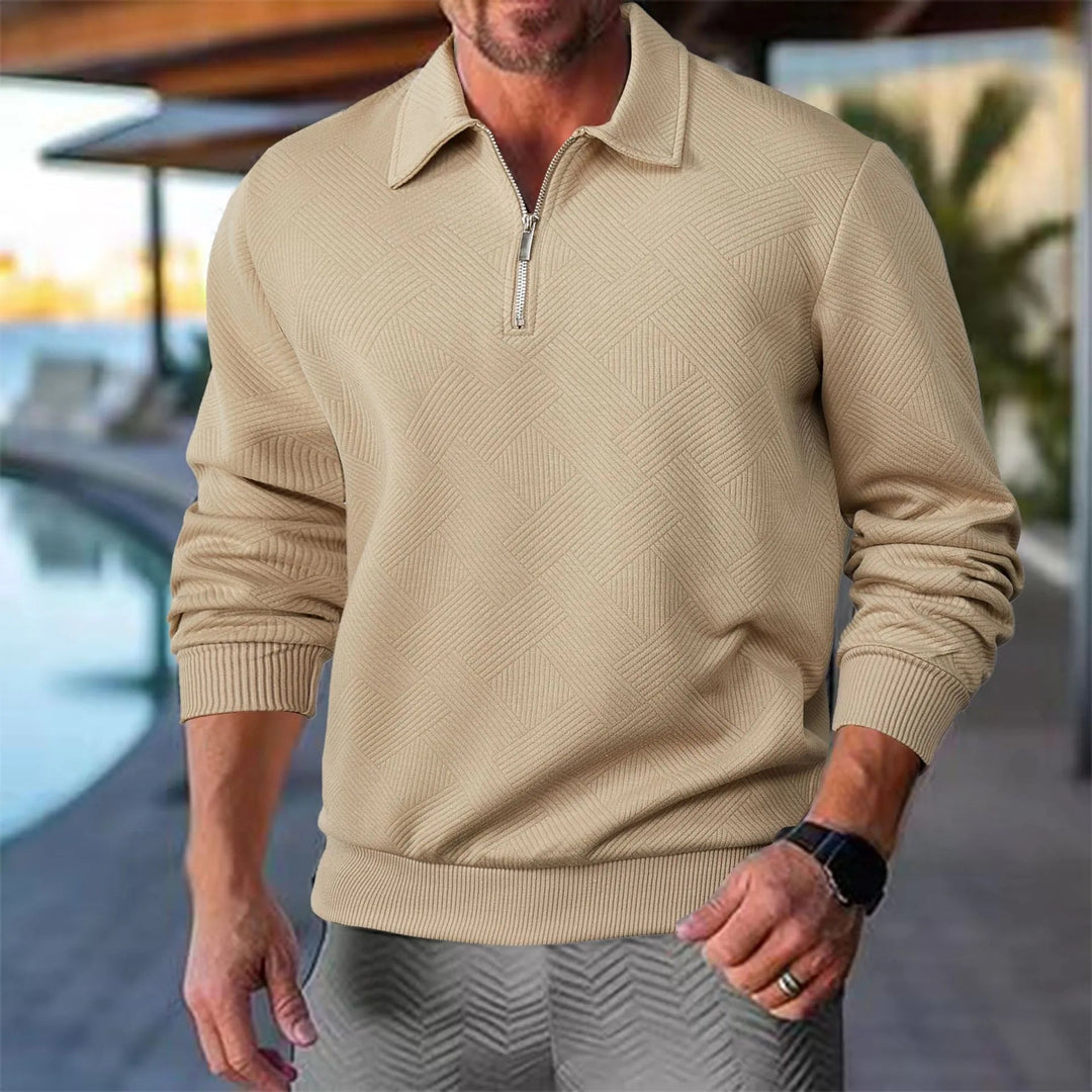 Herr Krage Halvblixtad Sweatshirt - Strukturerad