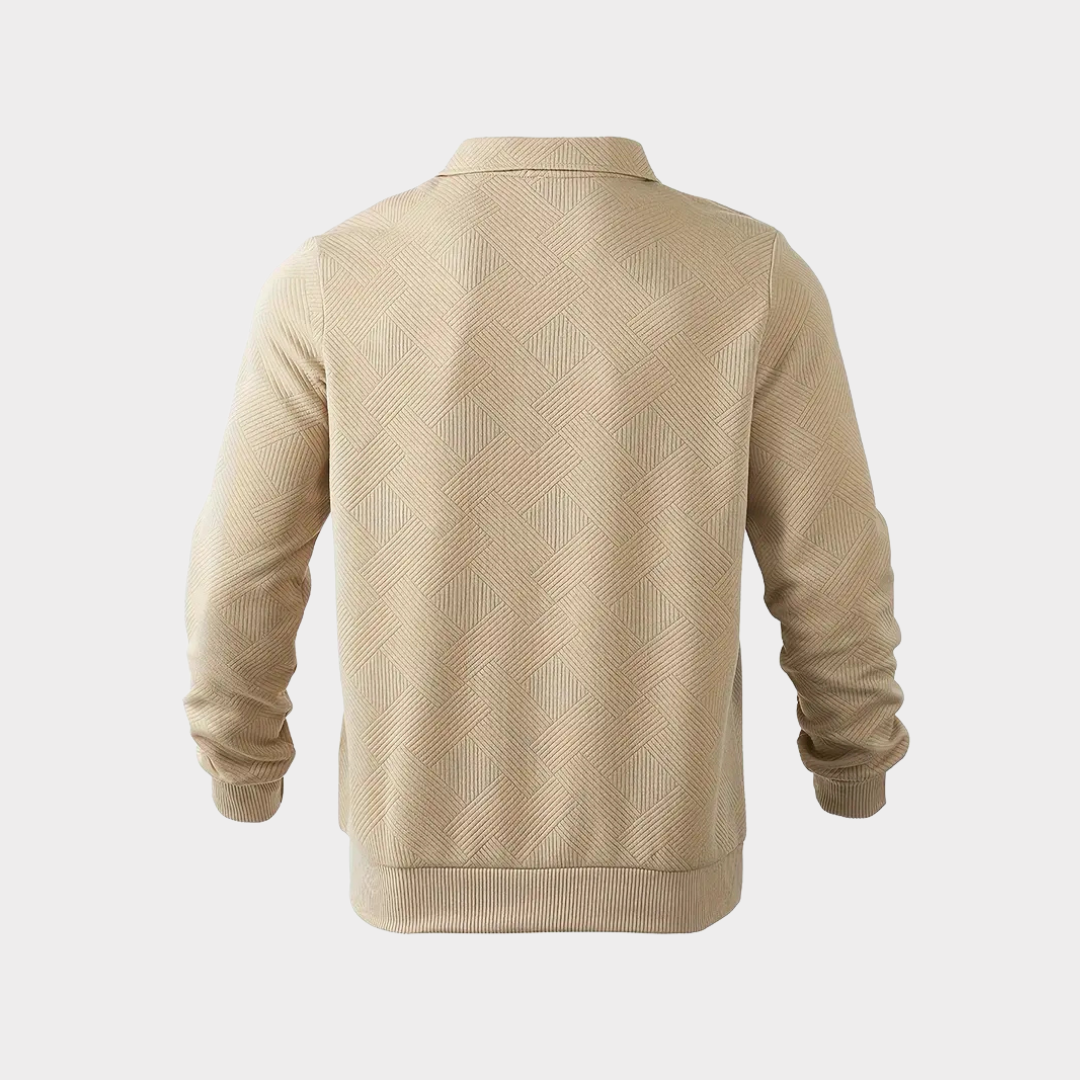 Herr Krage Halvblixtad Sweatshirt - Strukturerad