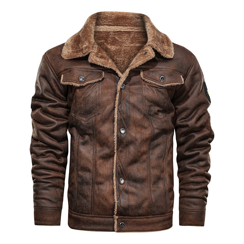 Herr Läder Vinterjacka - Klassisk Stil och Värme - Kaffe