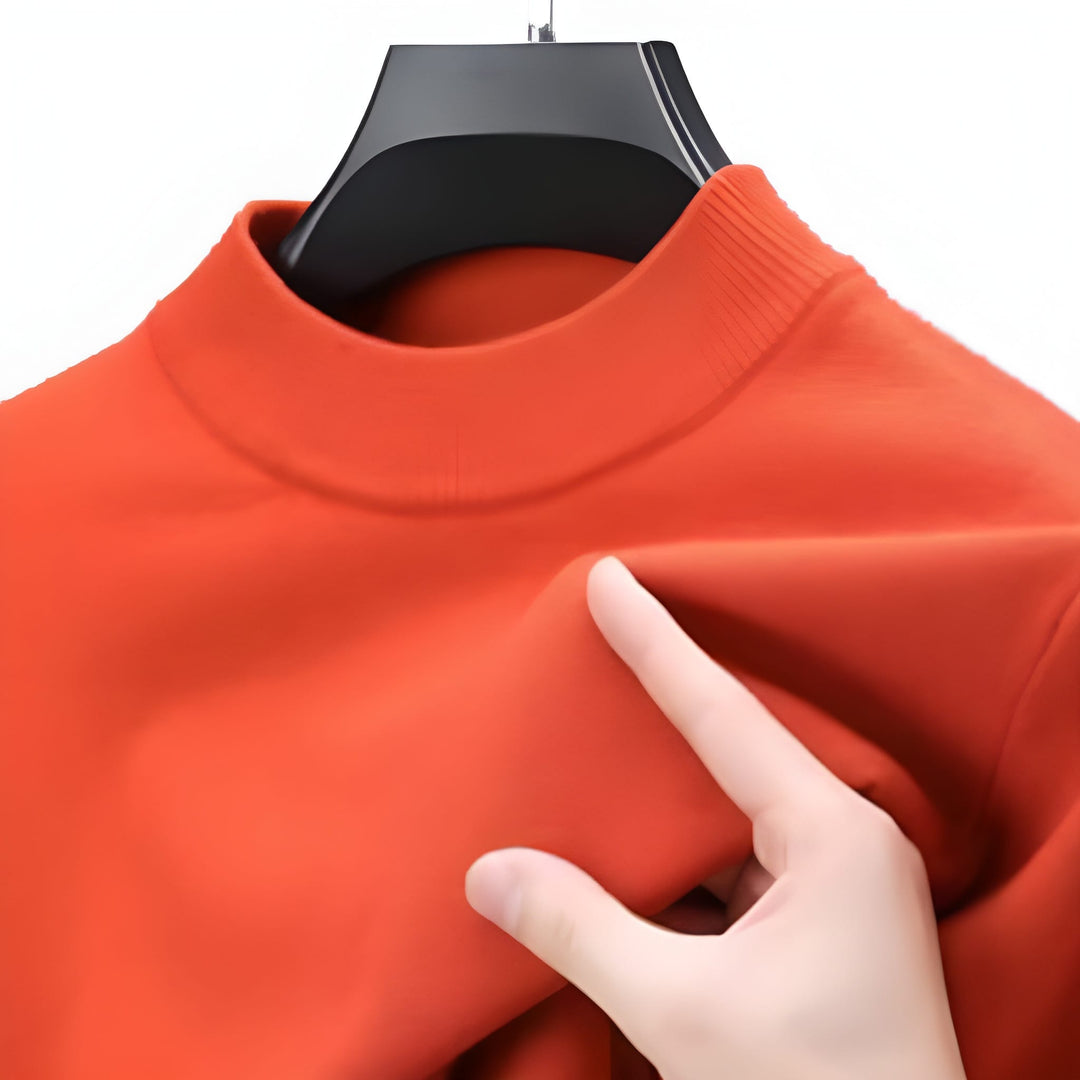 Herr Långärmad Tröja - Klassisk Ribbad Passform - Orange