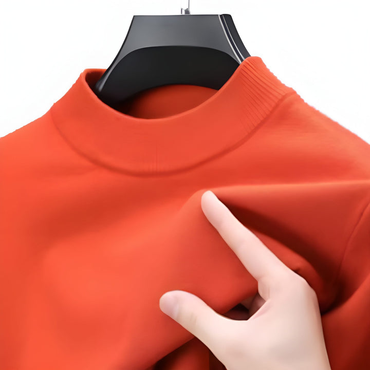 Herr Långärmad Tröja - Klassisk Ribbad Passform - Orange
