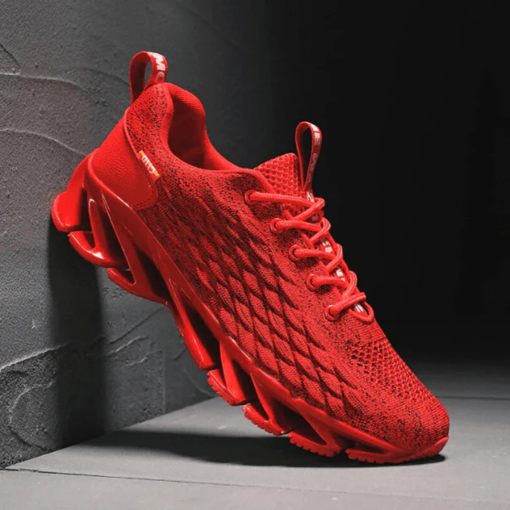 Herr Löparskor – Stickade Sneakers med Grepp - Röd