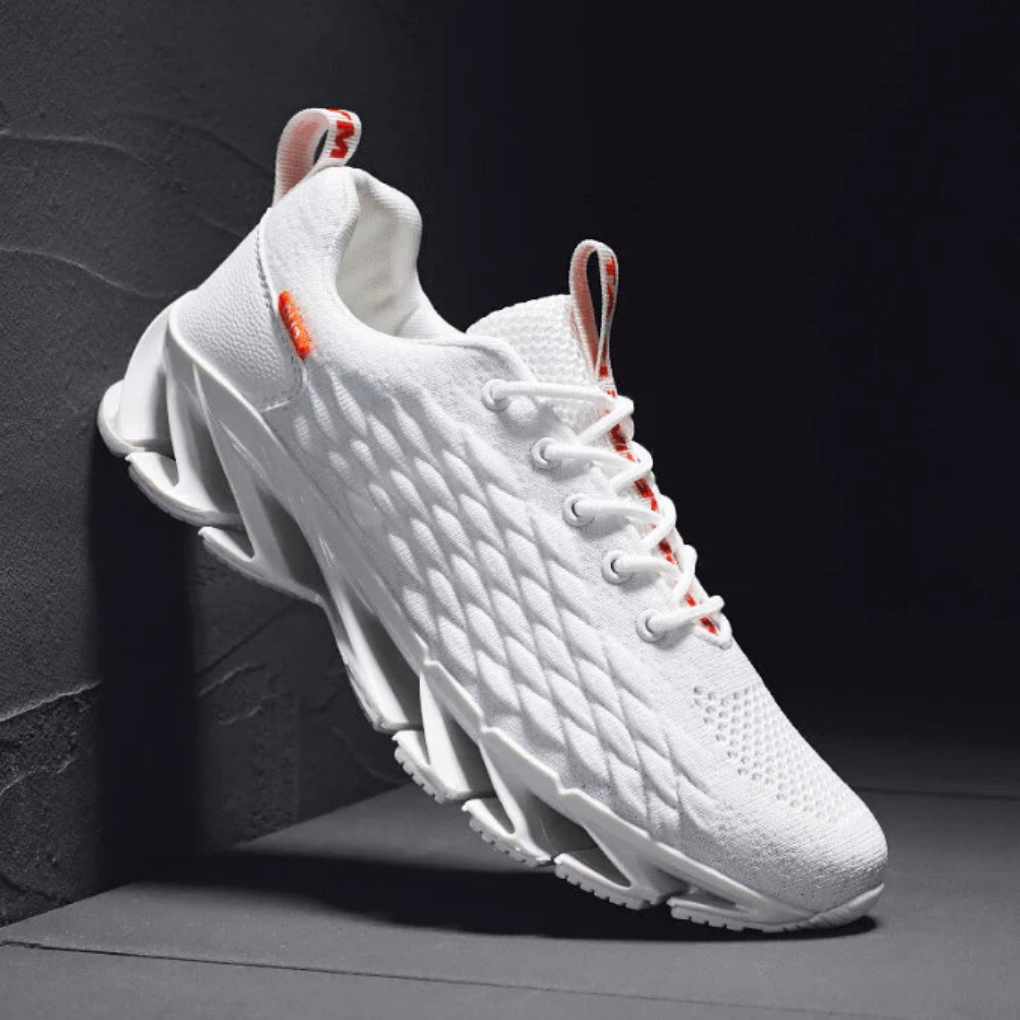 Herr Löparskor – Stickade Sneakers med Grepp - Vit