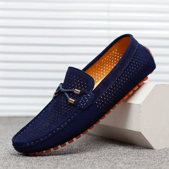 Herr Loafers med perforerad detalj - Slip-on design - Blå