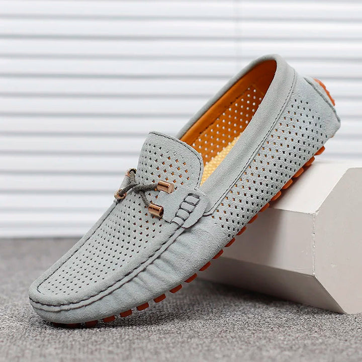 Herr Loafers med perforerad detalj - Slip-on design - Grå