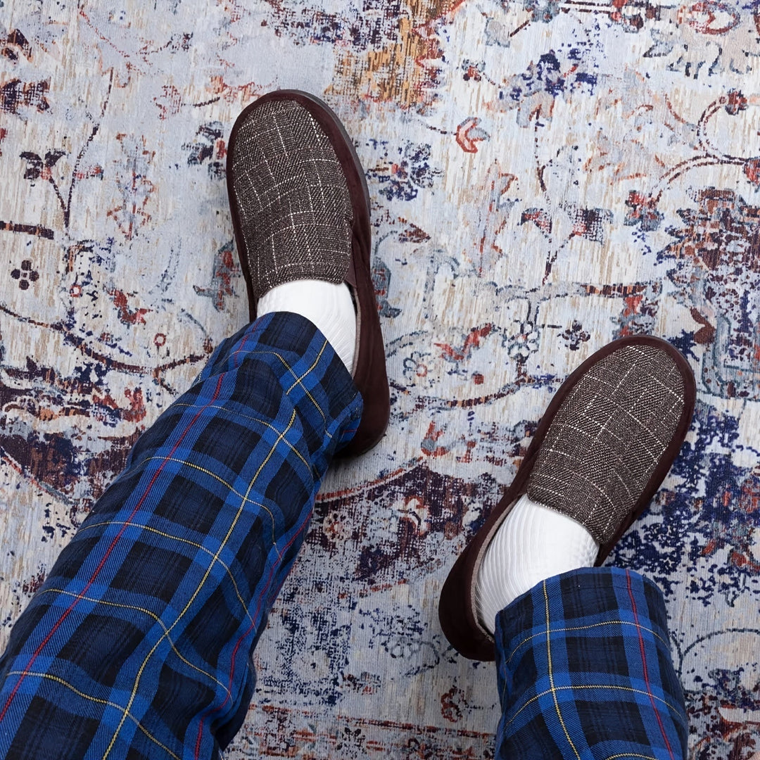 Herr Loafers Rutigt Design &amp; Antislip Sula - Varm