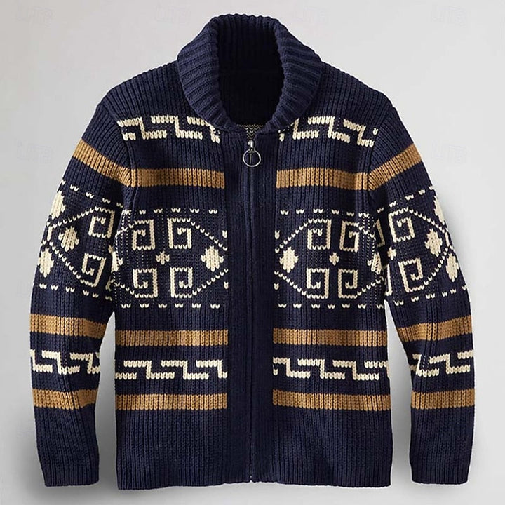Herr Mönstrad Zip-Cardigan - Klassisk Stil