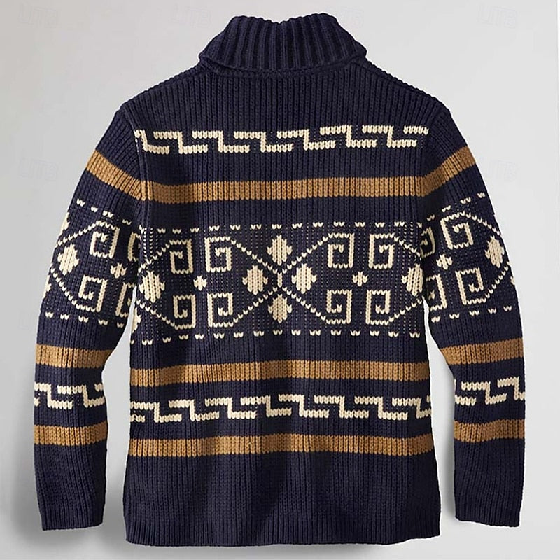 Herr Mönstrad Zip-Cardigan - Klassisk Stil