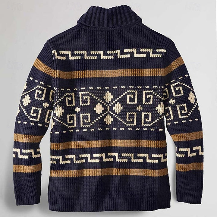 Herr Mönstrad Zip-Cardigan - Klassisk Stil