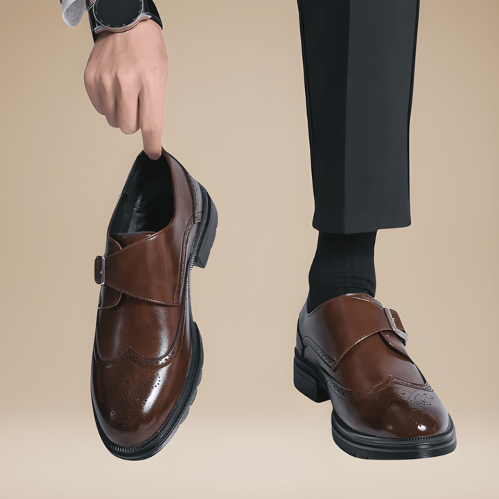 Herr Monk Strap Skor - Dubbel Spänne Klassisk Design - Brun