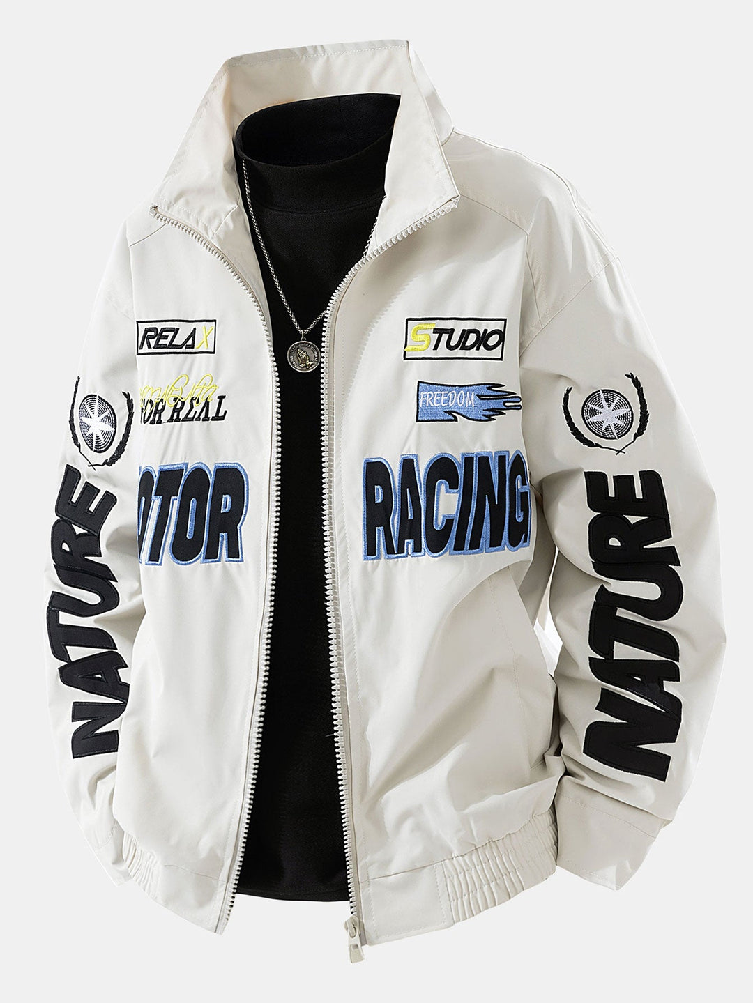 Herr Motorsport Racing Bomberjacka in beige, Relaxed Fit Streetwear
